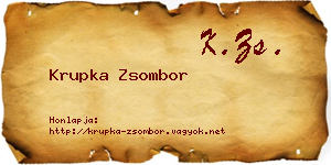 Krupka Zsombor névjegykártya